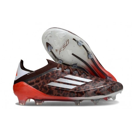 adidas Crampons F50 Elite FG Léopard Argent Rouge