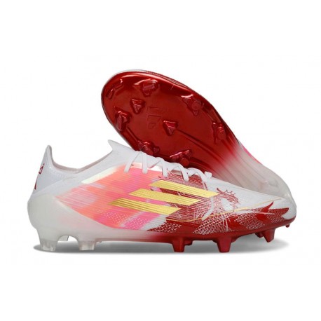 adidas Crampons F50 Elite FG Blanc Rouge Or