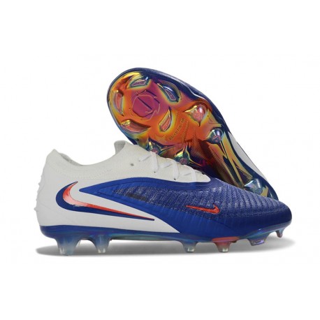 Crampons Nike Phantom 6 Elite Low FG Bleu Rapide Blanc