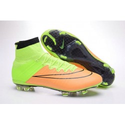 Nouveau Chaussures de Football Nike Mercurial Superfly 4 FG Cuir Beige Noir Volt