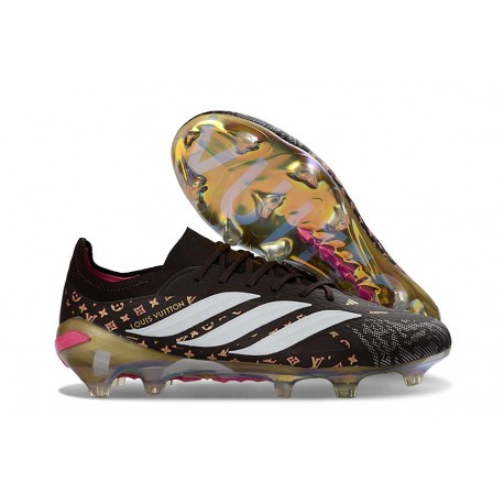 Chaussures Adidas Predator Elite L FG Noir Or Blanc