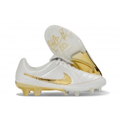 Chaussures Nike Tiempo Maestro Elite FG Blanc Or