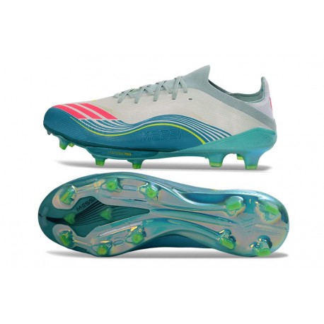 Chaussures adidas F50+ Elite FG X Messi Blanc Ftwr Rose Lucide Flash Aqua