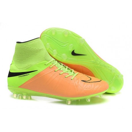 Nike HyperVenom Phantom II FG Football Crampons Cuir Beige Noir Volt