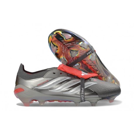 Adidas Predator 26 Foldover Tongue Elite FG Fer Mét. Blanc Ftwr Rouge Lucide