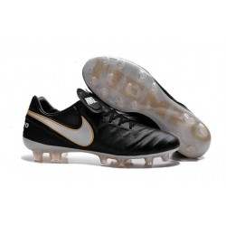 Nike 2016 Chaussures Nike Tiempo Legend VI FG Noir Blanc Or