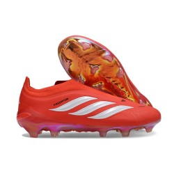 Crampons Adidas Predator Elite Laceless FG Rouge Blanc