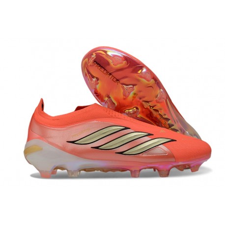 Crampons Adidas Predator Elite Laceless FG Solar Turbo Thermal Chrome Noir
