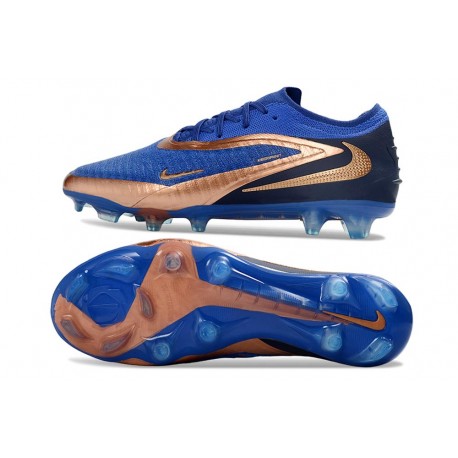 Crampons Nike Phantom 6 Elite Low FG Bleu Marine Cuivre Métallique