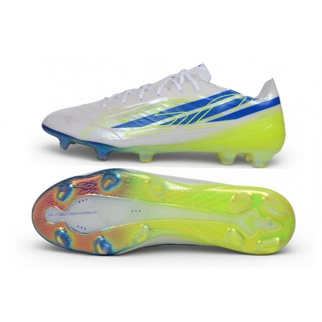 Chaussure Neuf NOUVEAU adidas F50 Hyperfast Elite FG Blanc Bleu Jaune