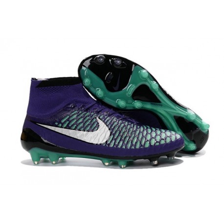 Nouvelle Crampons Nike Magista Obra FG Hommes Vert Violet Noir Blanc