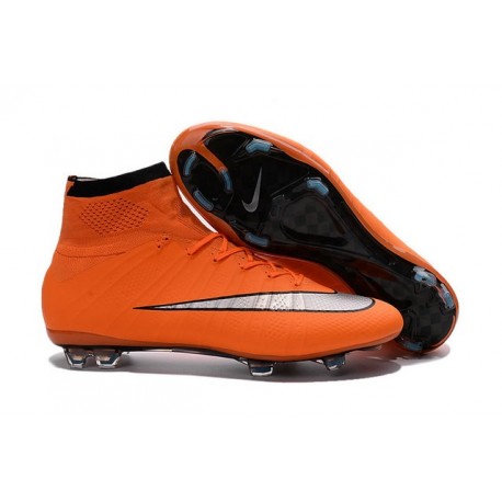 Nouveau Chaussures de Football Nike Mercurial Superfly 4 FG Orange Argenté Noir