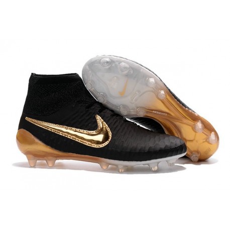 Nouvelle Crampons Nike Magista Obra FG Hommes Noir Blanc Or