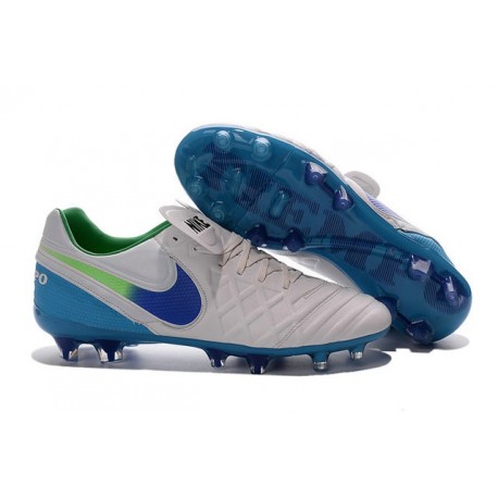 Chaussures Nike Tiempo Legend 6 FG Pas Cher Blanc Bleu Vert