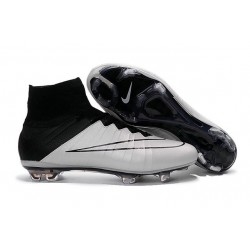 Nouveau Chaussures de Football Nike Mercurial Superfly 4 FG Blanc Noir Cuir