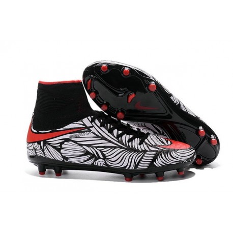 Nike HyperVenom Phantom II FG Football Crampons Noir Rouge Blanc