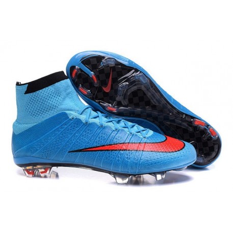 Nouveau Chaussures de Football Nike Mercurial Superfly 4 FG Bleu Rouge Noir