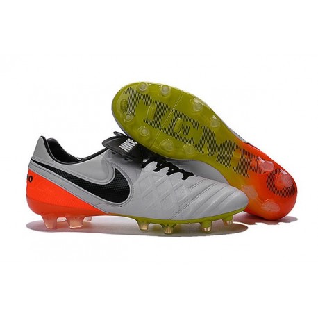 Chaussures Nike Tiempo Legend 6 FG Pas Cher Blanc Noir Orange Total Volt