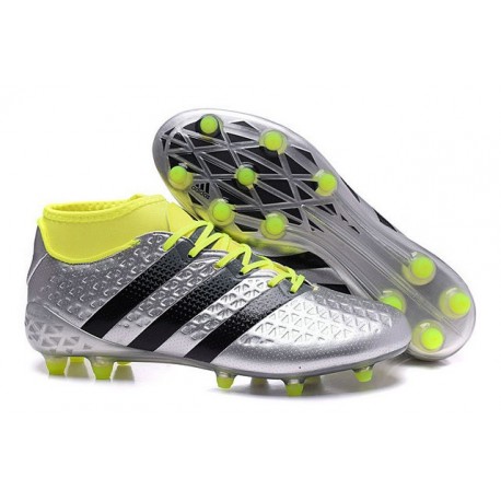 2016 Chaussures adidas ACE 16.1 Primeknit FG/AG Noir Argenté Volt