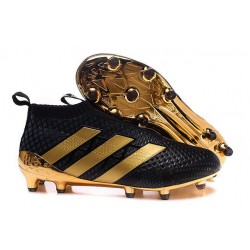 Nouveau Chaussures de Football Adidas Ace16+ Purecontrol FG/AG Paul Pogba Or Noir