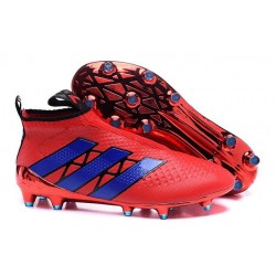 Nouveau Chaussures de Football Adidas Ace16+ Purecontrol FG/AG Rouge Bleu