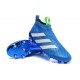 Nouveau Chaussures de Football Adidas Ace16+ Purecontrol FG/AG Bleu Blanc