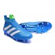 Nouveau Chaussures de Football Adidas Ace16+ Purecontrol FG/AG Bleu Blanc