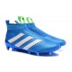Nouveau Chaussures de Football Adidas Ace16+ Purecontrol FG/AG Bleu Blanc