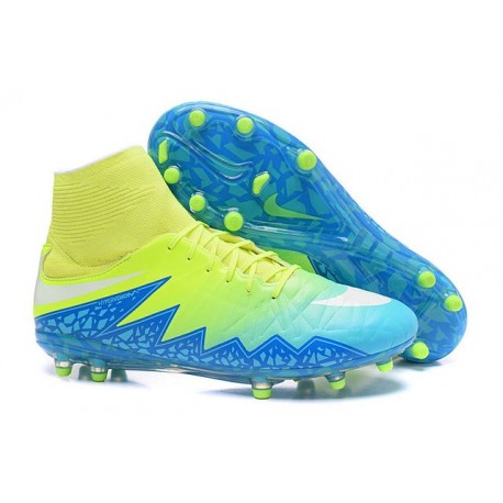 Nike HyperVenom Phantom II FG Football Crampons Bleu Volt Blanc