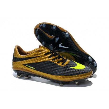 Chaussures de Football Nike Hypervenom Phantom FG Hommes Or Noir Jaune