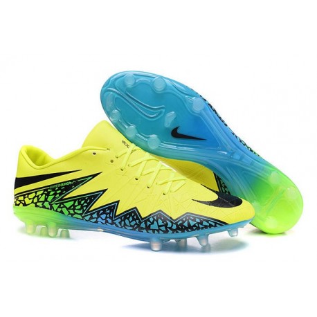 2016 Nike Hypervenom Phinish FG Chaussure de Football Volt Noir Hyper Turquoise