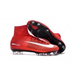 2016 Crampons Foot - Nike Mercurial Superfly 5 FG Rouge Blanc Noir