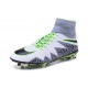 Nike HyperVenom Phantom II FG Football Crampons Blanc Vert Gris Noir