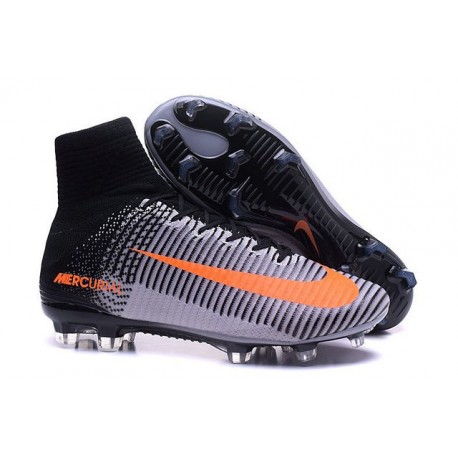 2016 Crampons Foot - Nike Mercurial Superfly 5 FG Gris Noir Orange