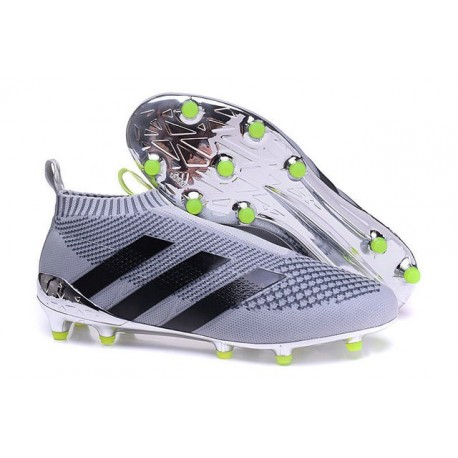 Nouveau Chaussures de Football Adidas Ace16+ Purecontrol FG/AG Argenté Noir