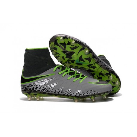 2016 Crampons Nike HyperVenom Phantom II FG Football Platine Noir Vert