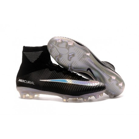 Chaussures de football Nike Mercurial Superfly 5 FG Pas Cher Noir Argent