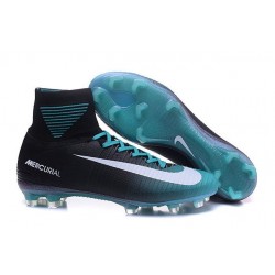 Nouvelles Crampons Nike Mercurial Superfly 5 FG Noir Bleu Blanc