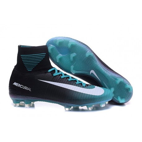 Nouvelles Crampons Nike Mercurial Superfly 5 FG Noir Bleu Blanc