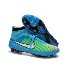 Nouvelle Crampons Nike Magista Obra FG Hommes Bleu Noir Blanc