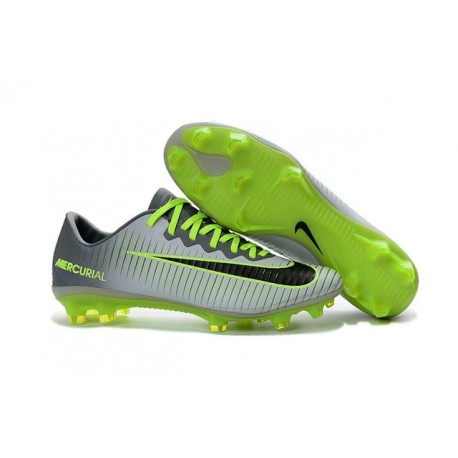 Chaussures de Football 2016 - Nike Mercurial Vapor 11 FG Platine Noir Vert