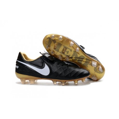 Nike 2016 Chaussures Nike Tiempo Legend VI FG Noir Blanc Or