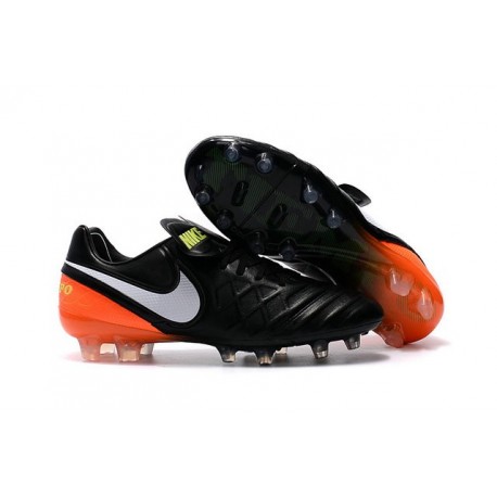 Nike 2016 Chaussures Nike Tiempo Legend VI FG Noir Blanc Hyper Orange Volt