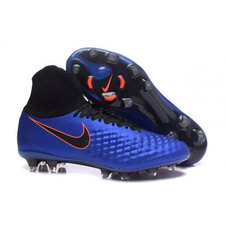 Nike Magista Obra II FG Football Crampons Bleu Noir Orange