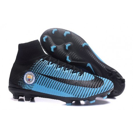 Nouvelles Crampons Nike Mercurial Superfly 5 FG Manchester City FC Noir Bleu