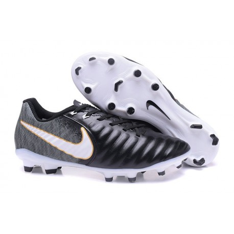 Nouvelle chaussure de foot Nike Tiempo Legend 7 FG Noire Blanc Or