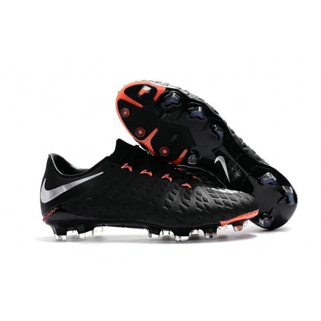 Chaussure de football Hommes 2017 Nike Hypervenom Phantom III FG Noir Argent Orange