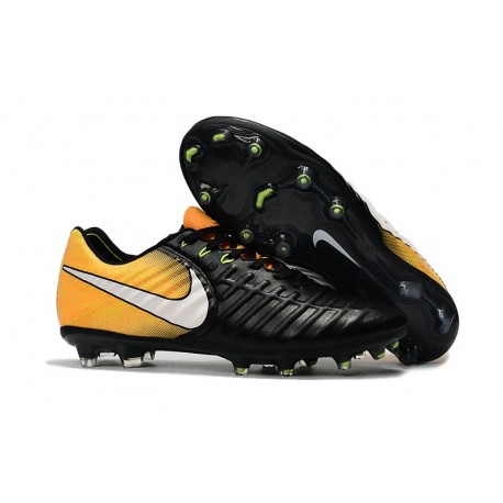 Nouvelle chaussure de foot Nike Tiempo Legend 7 FG Noir Jaune Blanc