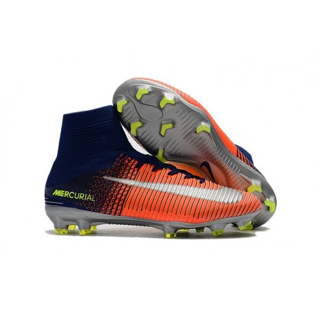 Crampons de Foot Nouveau 2017 Nike Mercurial Superfly 5 FG ACC Orange Vert Argent