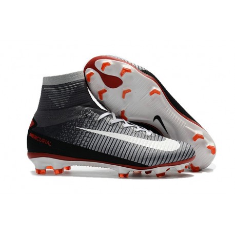 Crampons de Foot Nouveau 2017 Nike Mercurial Superfly 5 FG ACC Noir Gris Blanc